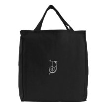 Letter J Fancy Monogram Embroidered Bag