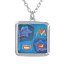Letter M in a Cave (abstract naive symbolism) Necklaces