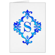 Letter S Blue Greeting Cards