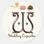 Letter W Monogram Cupcake Logo Business Stickers