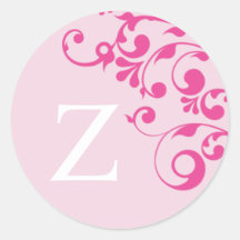 Letter Z Monogram Pink Wedding Envelope Seals Sticker