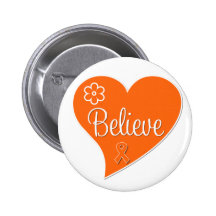 Leukaemia Believe Heart Pinback Buttons