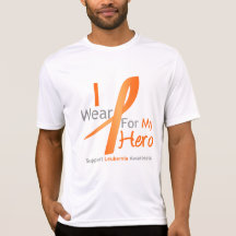 Leukaemia I Wear Orange Ribbon For My HERO Tee Shirts