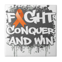 Leukemia Fight Conquer and Win Ceramic Tile