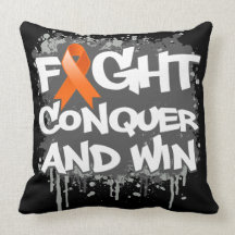 Leukemia Fight Conquer and Win Throw Pillow