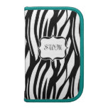 Lg. Black/White/Teal Monogram Zebra Stripe Planner