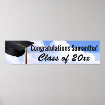 Lg Graduation Personalized Blue Sky Indoor Banner Posters
