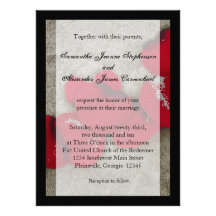 Lg Red Rose Petals on Sand Beach Wedding Invitations