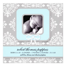LGC | Grey & Blue Damask Boy Announcement