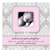 LGC | Grey & Pink Damask Girl Announcement