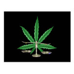 Libra scales and cannabis leaf by Valxart Post Cards