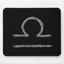 Libra. Zodiac Astrology Sign. Black. Mouse Mat