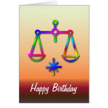 Libra Zodiac Star Sign Rainbow Birthday Greeting Cards