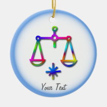 Libra Zodiac Star Sign Rainbow Christmas Tree Ornament