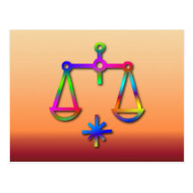 Libra Zodiac Star Sign Rainbow Post Cards