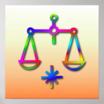Libra Zodiac Star Sign Rainbow Poster