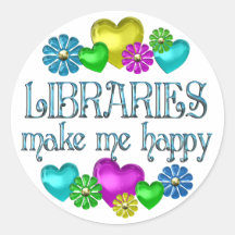 Library Happiness Round Sticker
