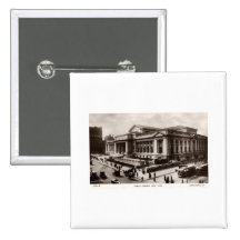 Library, New York City c1910 Vintage Pinback Button