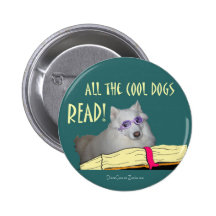 Library - Samoyed - Cool Dogs Read Literacy Button