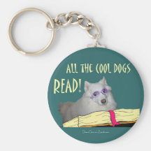 Library - Samoyed - Cool Dogs Read Literacy Key Chains