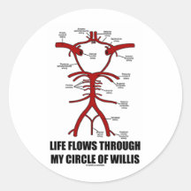 Life Flows Through My Circle Of Willis (Health) Round Sticker