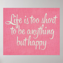 Life is Short Be Happy Pink Canvas Print