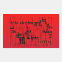 'Life's but a Walking Shadow' Macbeth Shakespeare Rectangular Stickers