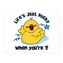 Life's Ducky 1st Birthday Post Card