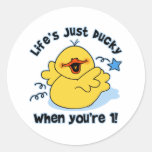 Life's Ducky 1st Birthday Round Stickers
