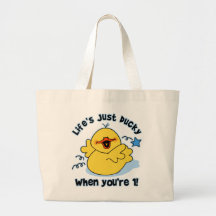 Life's Ducky 1st Birthday Tote Bags