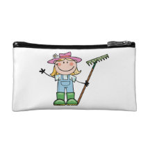 Light Blonde Gardener with Pink Hat Makeup Bag