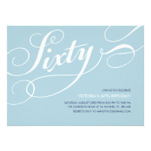 Light Blue Elegant 60th Birthday Invitations