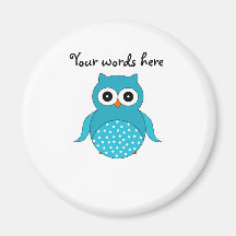 Light blue owl fridge magnets