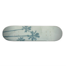 LIGHT BLUE PALM TREES crumpled PAPER TEXTURE DIGIT Skate Board Deck