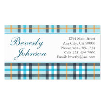 Light Blue Plaid Business Cards
