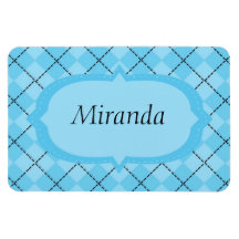 Light Blue Plaid Flexible Magnets