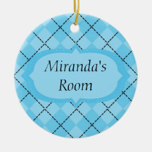 Light Blue Plaid Ornament
