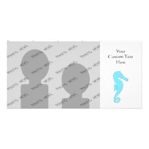Light Blue Seahorse Photo Greeting Card