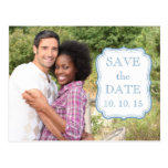 LIGHT BLUE SIMPLE PHOTO SAVE THE DATE POSTCARDS