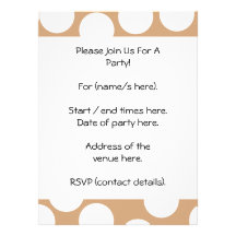 Light Brown and White Spot Pattern. Personalized Invites