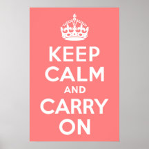 Light Coral Keep Calm and Carry On Print