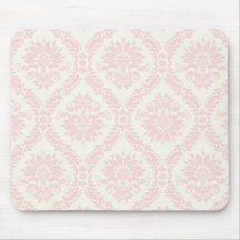 light cream and pink damask mousepads
