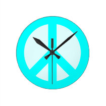 Light Cyan Peace Sign Wall Clock wall clocks