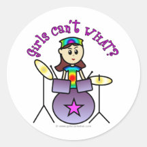 Light Drummer Girl Round Sticker