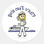 Light Female Captain Round Stickers