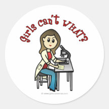 Light Female Scientist Round Sticker