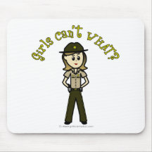 Light Female Sheriff in Brown Uniform Mousepads