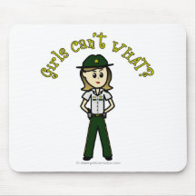 Light Female Sheriff in Green Uniform Mouse Pads