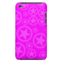 Light Fuchsia Stars in Circles on Fuchsia Barely There iPod Covers