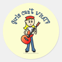 Light Girl Guitar Player Round Sticker